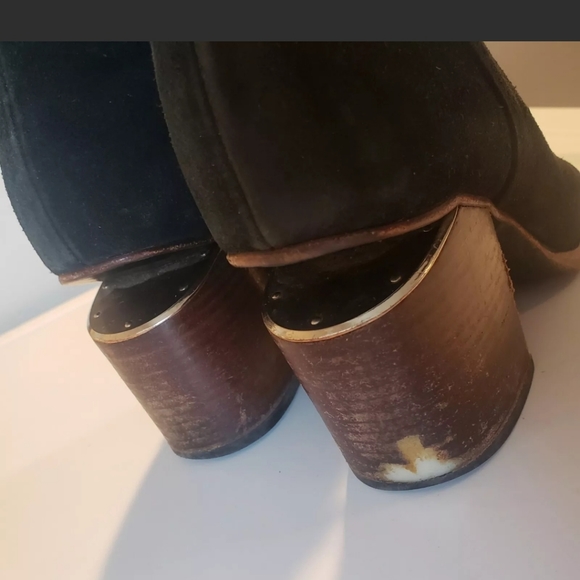 Alexander Wang Gabi Boots Suede Leather Cut-out Heel Ankle Boots size 37 / 7 - Picture 9 of 11